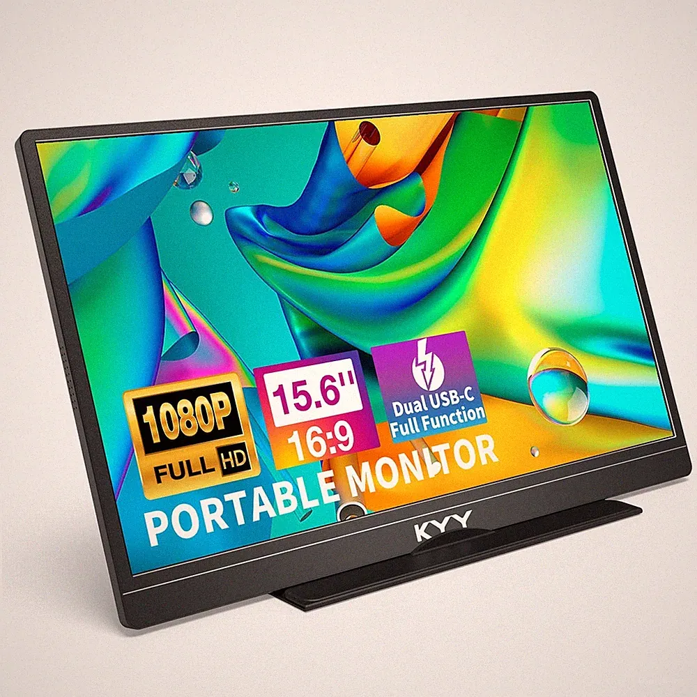 KYY Portable Monitor Latest 15.6'' FHD 1080P USB-C HDMI Laptop Monitor w/Smar...