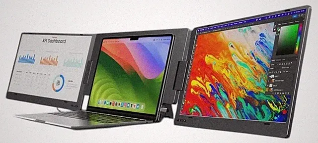 KYY X90D 15.6" Triple Laptop Screen Extender Dual Portable IPS LCD Monitors X90D
