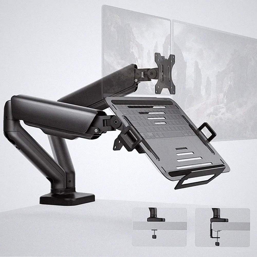 Laptop Arm Mount for Desk for Max 32” Screen and 18” Notebook, Dual Monitor S...