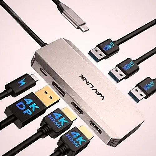 Laptop Docking Station, Triple 4K Docking Station with Dual HDMI, DP, 100W PD