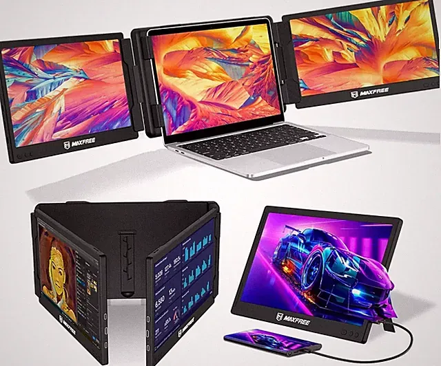 Laptop Screen Extender, 12" Triple Screen Monitor for 13-16 Inch Laptops