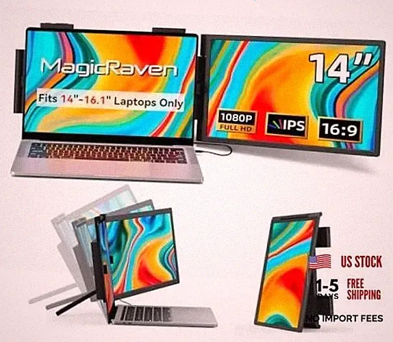 Laptop Screen Extender, 14" 1080P Portable Monitor, Type-C HDMI 14" Single