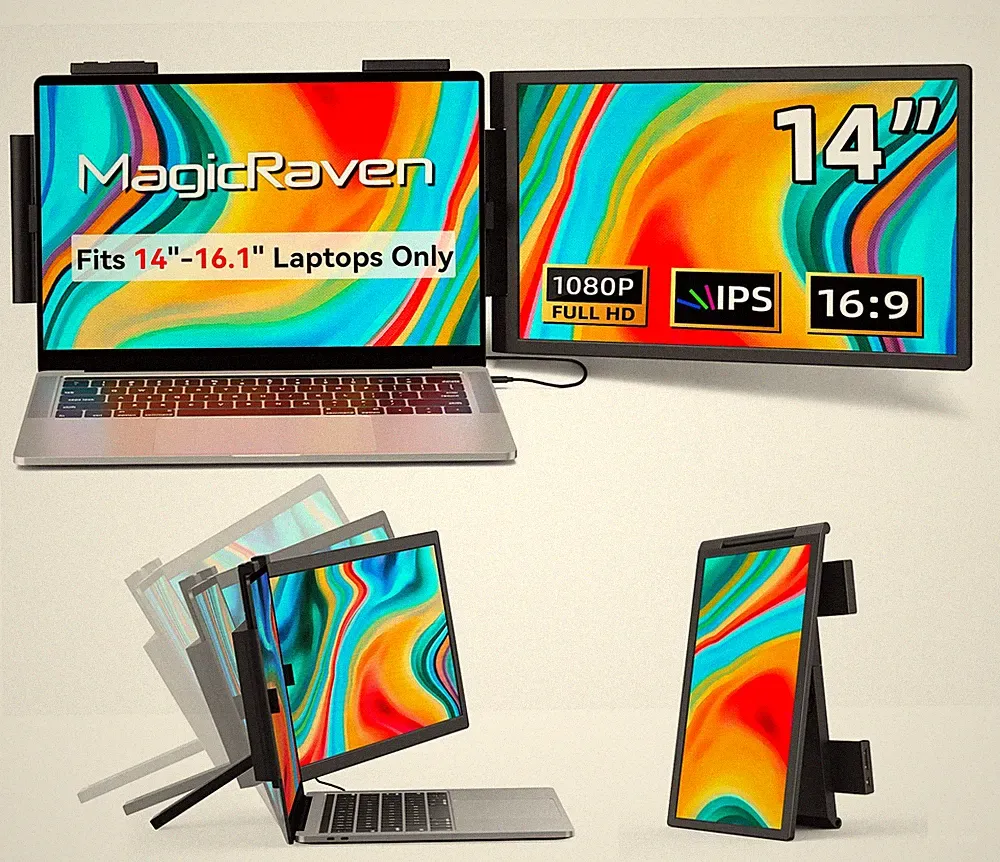 Laptop Screen Extender, 14" 1080P Portable Monitor, Type-C HDMI Plug and Play...