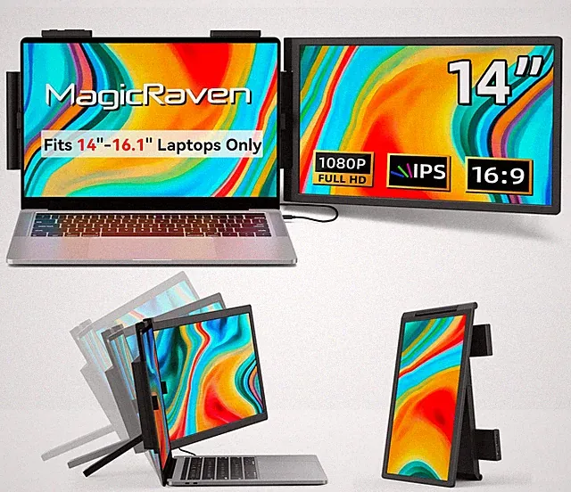 Laptop Screen Extender, 14" 1080P Portable Monitor, Type-C HDMI Plug and Play...