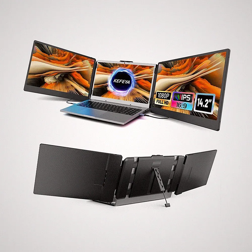 Laptop Screen Extender, 14.2" Portable Triple Monitor for Laptop with Full HD...