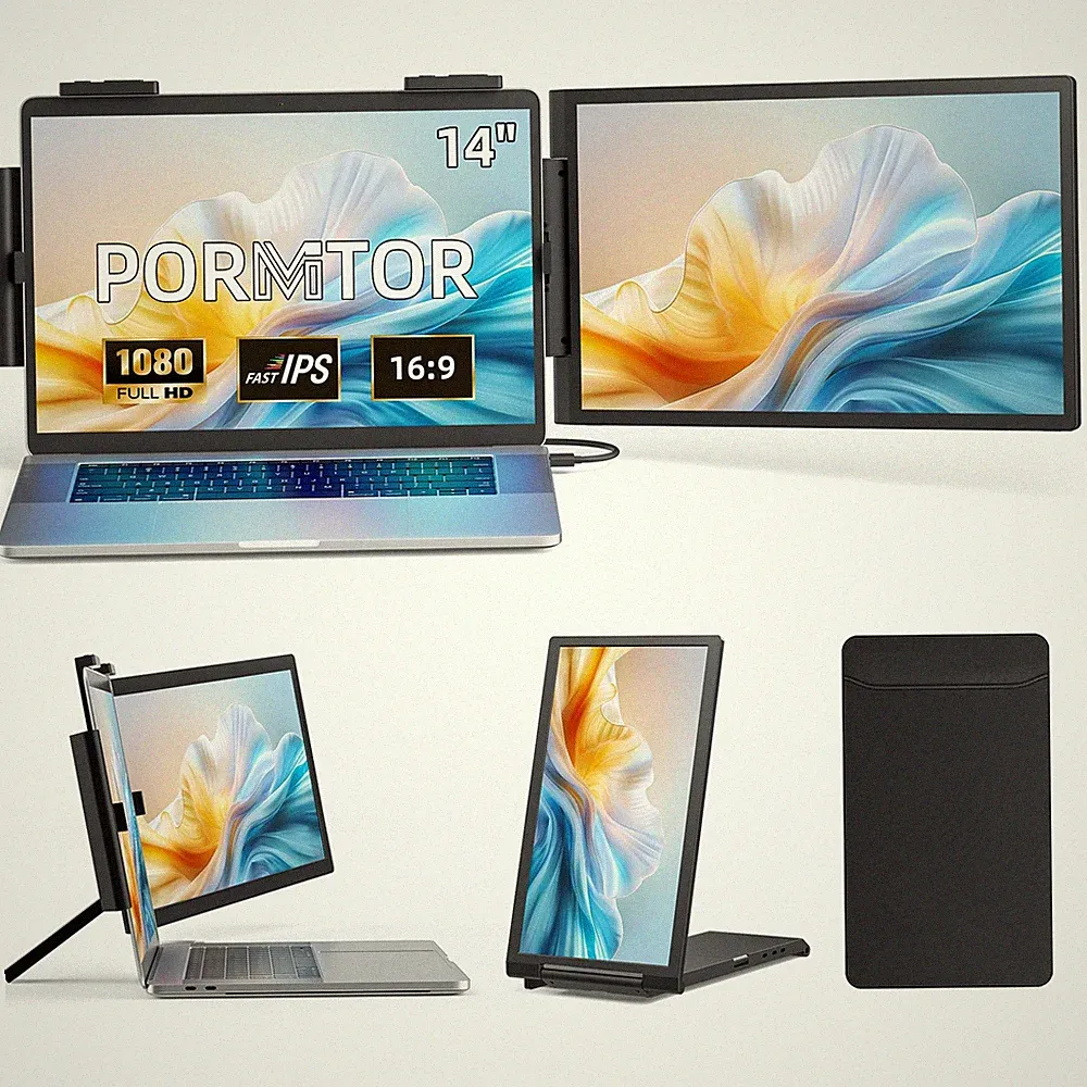 Laptop Screen Extender, 14" FHD 1080P IPS Laptop Monitor Extender with USB C/...