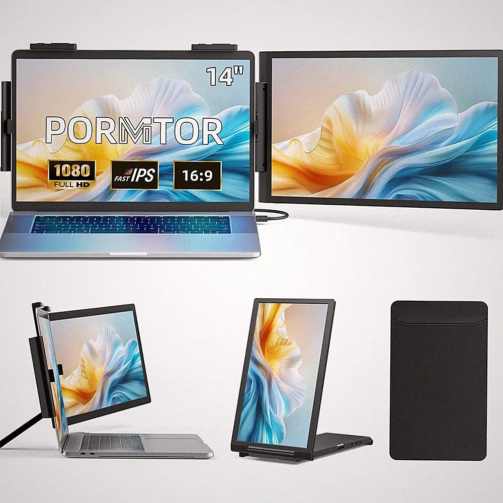 Laptop Screen Extender, 14" FHD 1080P IPS Laptop Monitor Extender with USB /H...