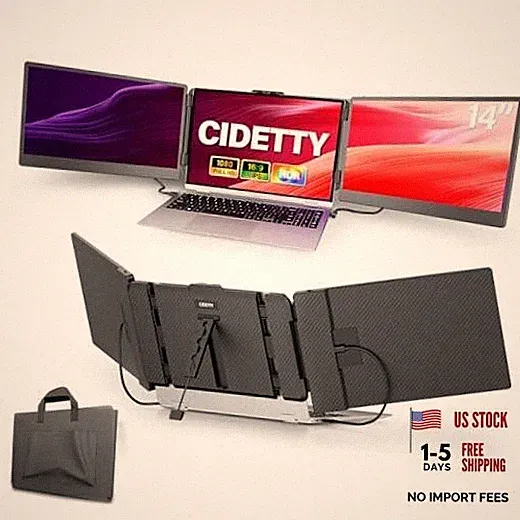 Laptop Screen Extender, 14'' FHD 1080P IPS Ultra-Thin Midnight Black