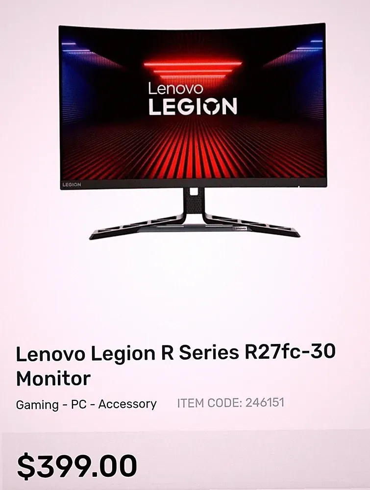 Lenovo Legion R Series R27fc-30 27in Black Gaming Monitor Display