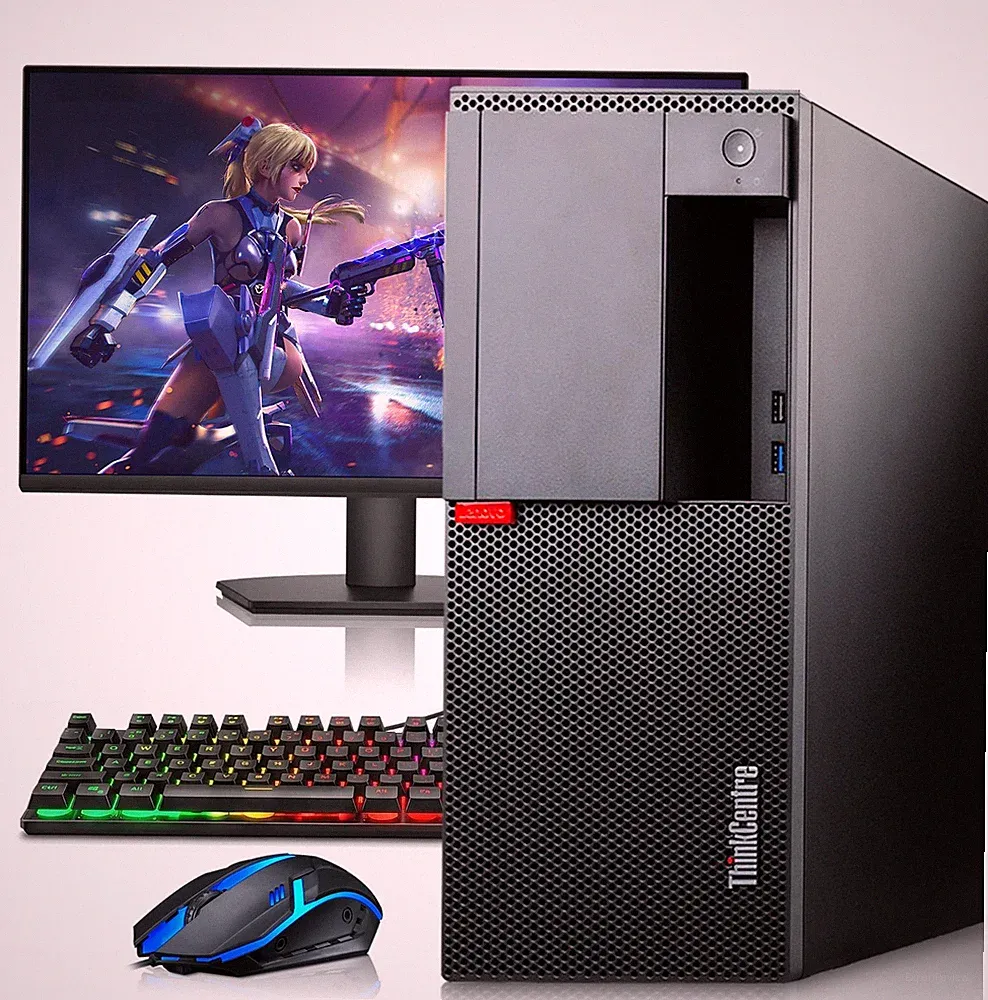 Lenovo M720t Gaming PC i5-8th 32GB 1TB SSD AMD RX-550 24” LED RGB-KB&M Wi-Fi W11