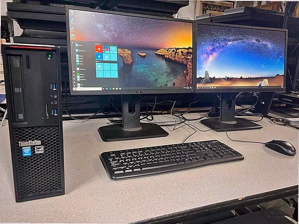 Lenovo Quad Core i5 Computer PC - Two Dell 22” Led Monitors - 8GB Ram - Windows