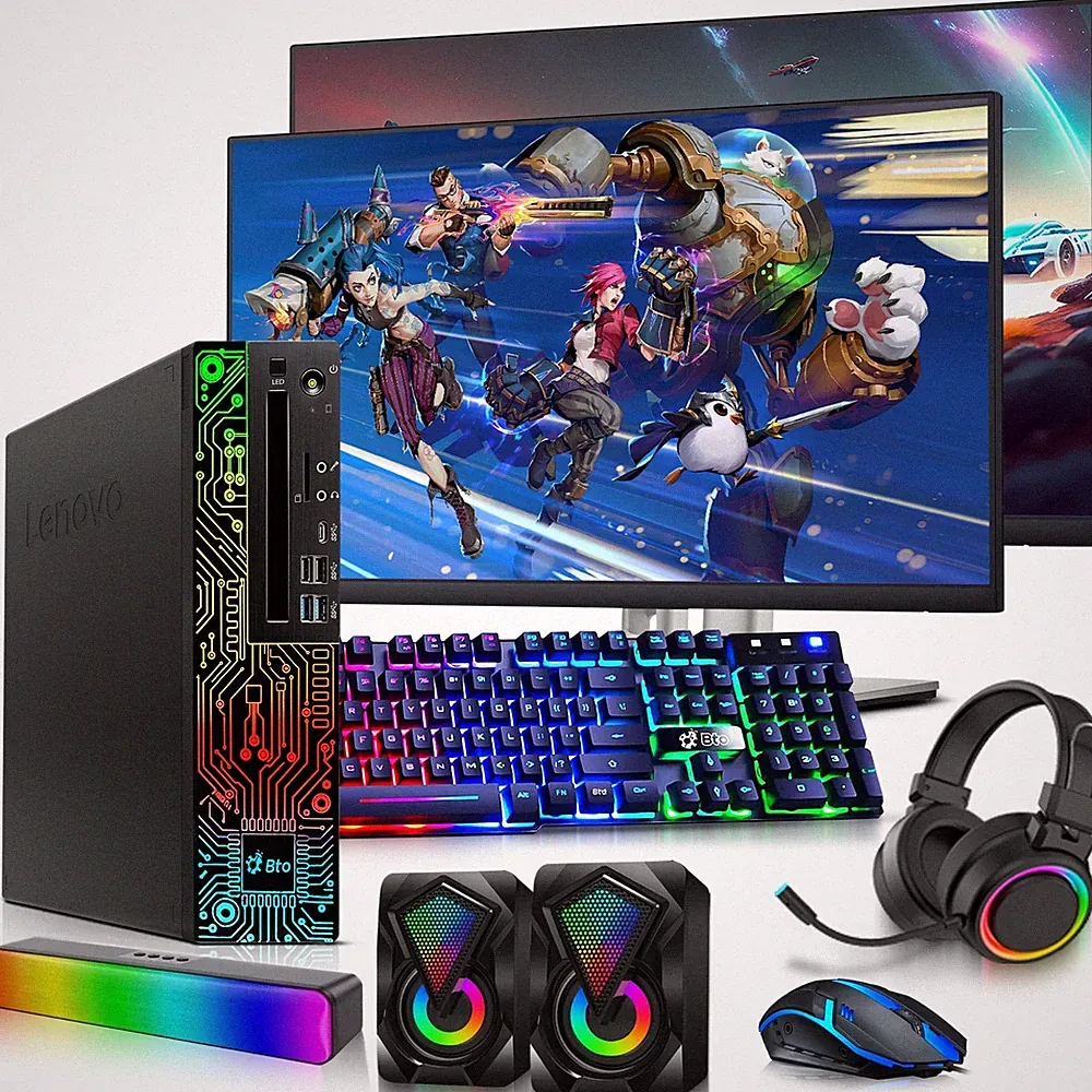 Lenovo RGB Gaming PC i5-8th 32GB 1TB SSD 500GB HDD Dual 24"LED NVIDIA RGBK&M W11