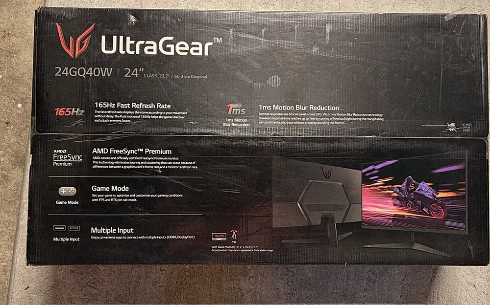 LG 24" UltraGear FHD Gaming Monitor (Model 24GQ40W-B) NIB