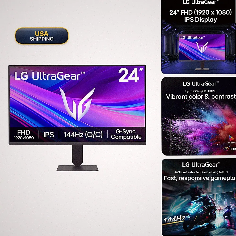LG 24G411A-B 24-inch Ultragear Full HD IPS Gaming Monitor 144Hz 1ms Black