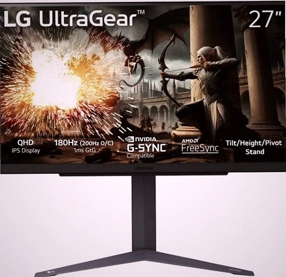 LG 27" UltraGear 27GS75QX QHD 180Hz 1ms G-Sync Compatible IPS Gaming Monitor