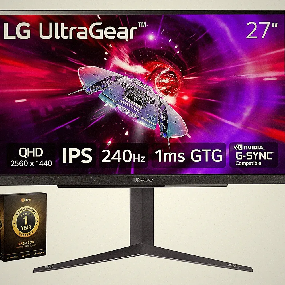 LG 27" UltraGear QHD 1ms 240Hz Gaming Monitor (Open Box) + 1 Year Warranty Pack