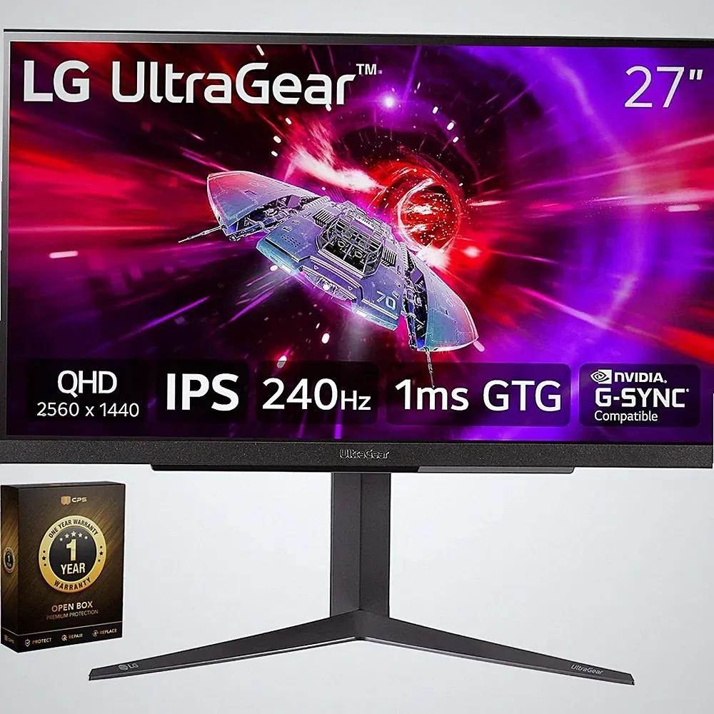 LG 27" UltraGear QHD 1ms 240Hz Gaming Monitor (Open Box) + 1 Year Warranty Pack