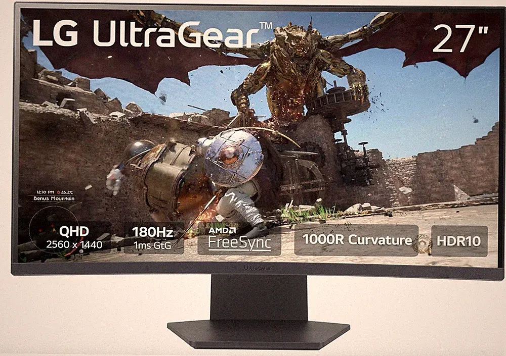 LG 27GS60QC-B Ultragear Curved Gaming Monitor 27-Inch QHD (2560x1440) 180Hz 1ms