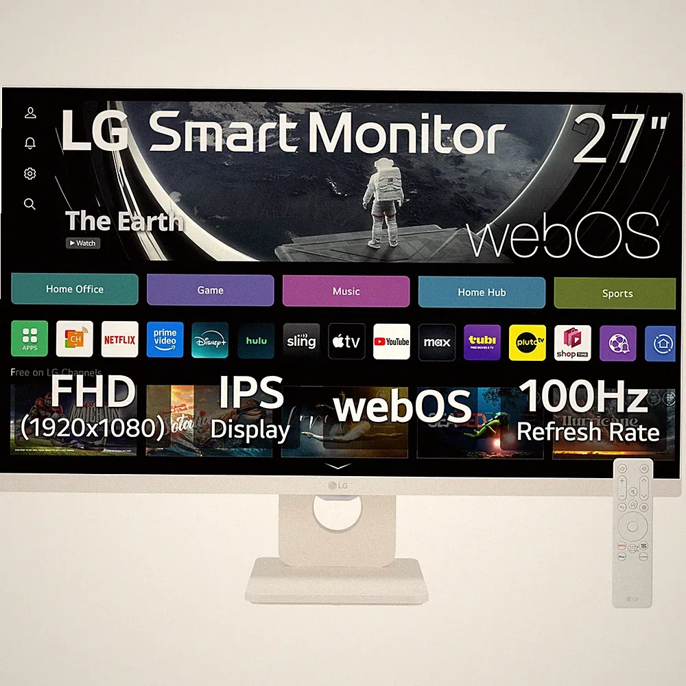 LG 27U55WSA-W 27" FHD IPS Smart Monitor with webOS 100Hz, White