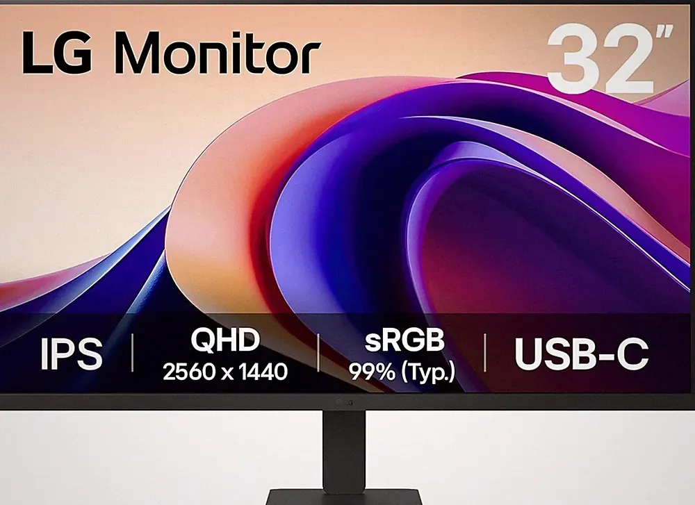 LG - 32" Monitor QHD IPS 100Hz with HDR10 (HDMI USB-C) - Black