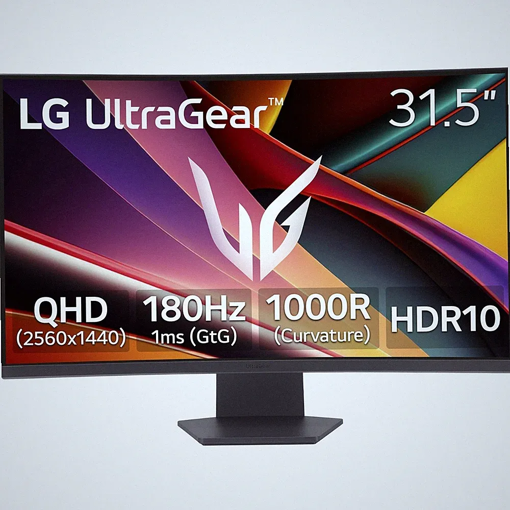 LG 32" UltraGear G6 QHD 180Hz 1ms AMD FreeSync Curved Gaming Monitor (32G60WA-B)