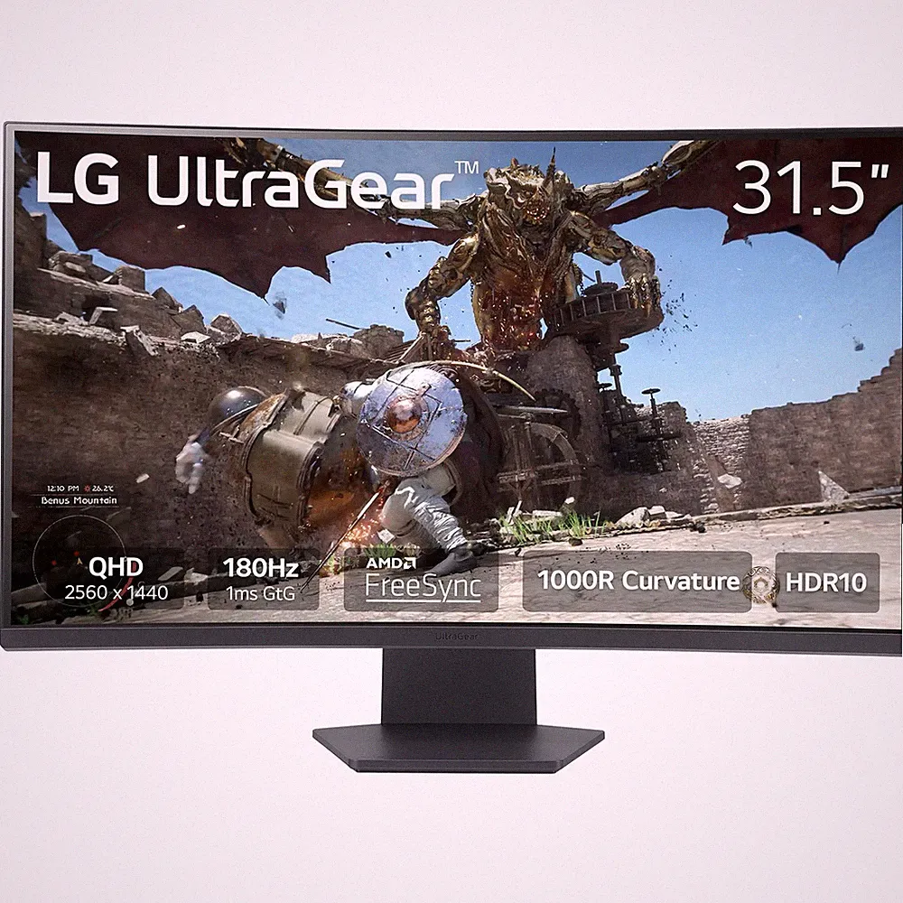 LG 32'' UltraGear QHD 180Hz 1ms AMD FreeSync HDR10 1000R Curved Gaming Monitor