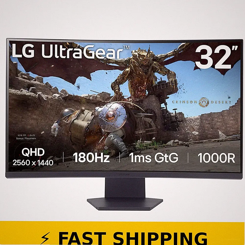 LG 32GS60QC-B 32" Curved Gaming Monitor 180Hz QHD 1ms