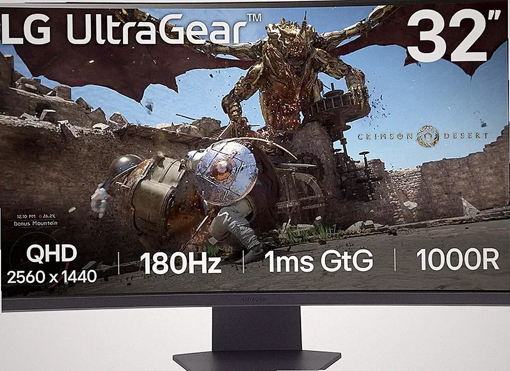 LG 32GS60QC-B Ultragear 32-Inch Curved Gaming Monitor QHD (2560X1440) 180Hz 1Ms