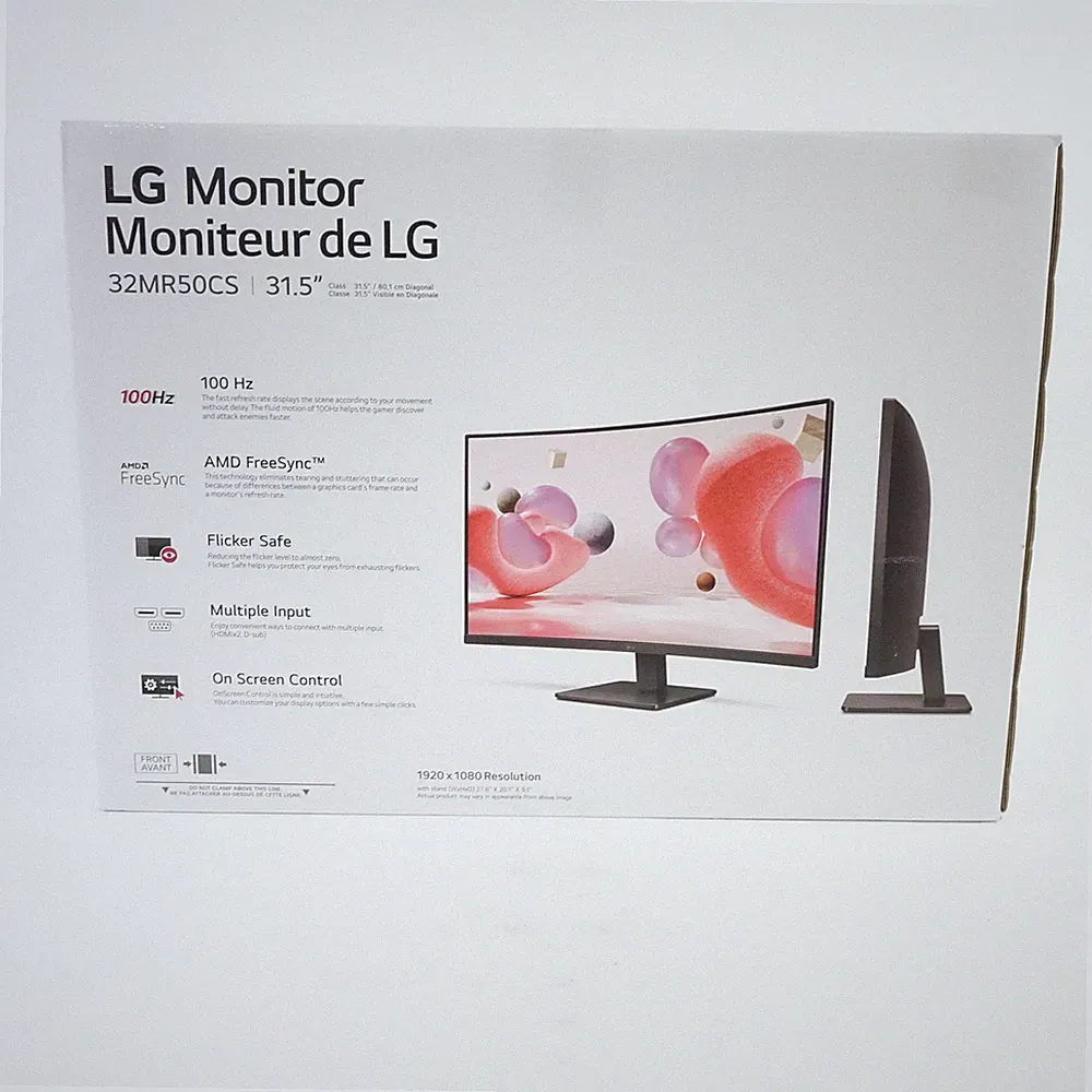 LG 32MR50C 32" Curved FHD Monitor 100Hz AMD FreeSync HDMI Black - Open Box