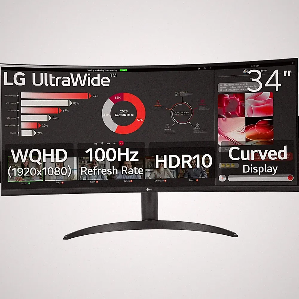 LG 34" Curved UltraWide WQHD 100Hz Monitor HDR 10 - Black (34WR50QK-B)™