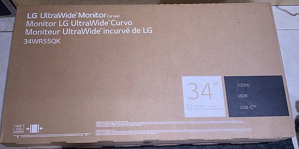 LG 34" Curved UltraWide WQHD PC Monitor HDR 10 100Hz with USB Type-C 34WR55QK-B
