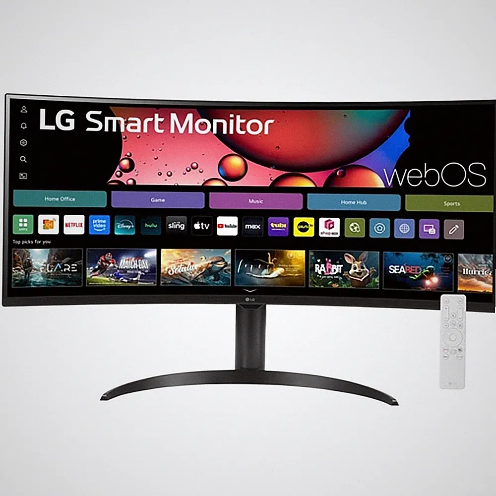 LG 34 Inch Smart Monitor WQHD 1440P Curved Screen 100Hz with Adjustable Stand