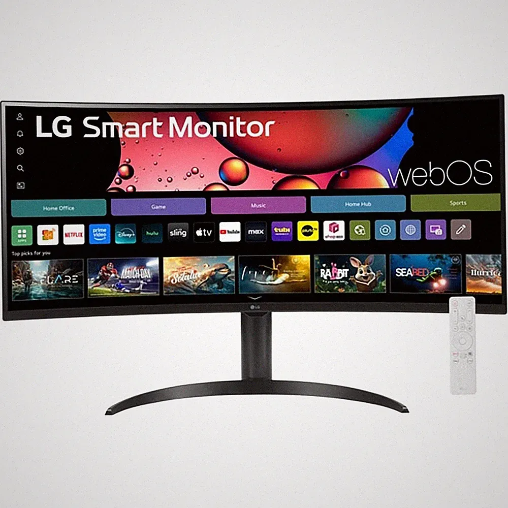 LG 34 Inch Smart Monitor WQHD 1440P Curved Screen 100Hz with Adjustable Stand
