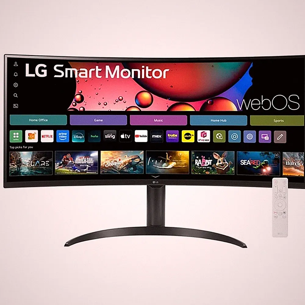 LG 34 Inch Smart Monitor WQHD 1440P Curved Screen 100Hz with Adjustable Stand