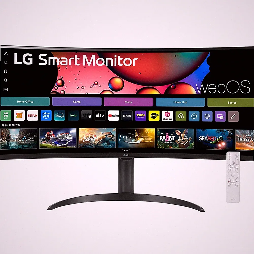 LG 34 Inch Smart Monitor WQHD 1440P Curved Screen 100Hz with Adjustable Stand