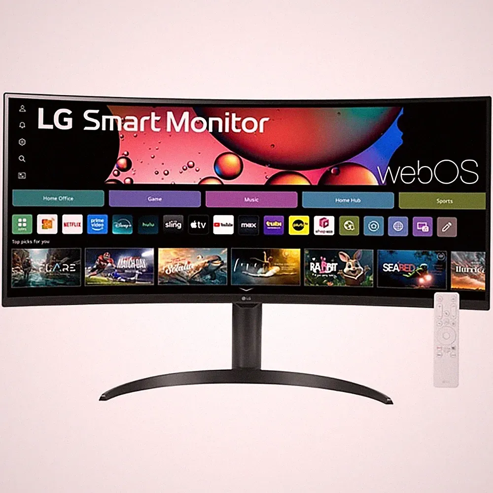 LG 34 Inch Smart Monitor WQHD 1440P Curved Screen 100Hz with Adjustable Stand