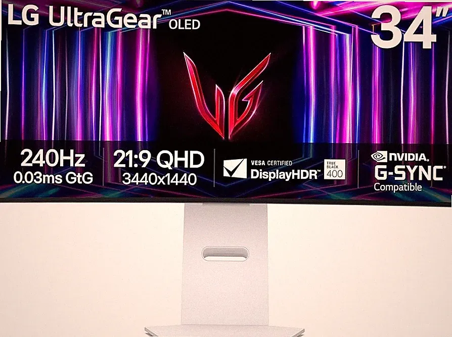 LG 34" UltraGear WQHD OLED Curved Gaming Monitor | 240Hz, 0.03ms (GtG), Display