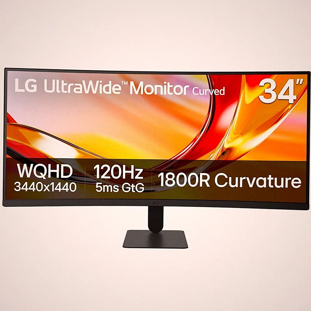 LG 34 UltraWide Curved Office Monitor, WQHD 3440x1440, 1800R, 120Hz Refresh
