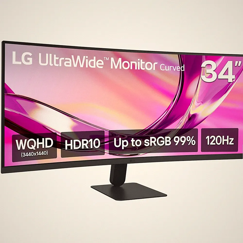LG 34" UltraWide WQHD 3440x1440 Curved Monitor 120Hz HDR10 HDMI DP Black