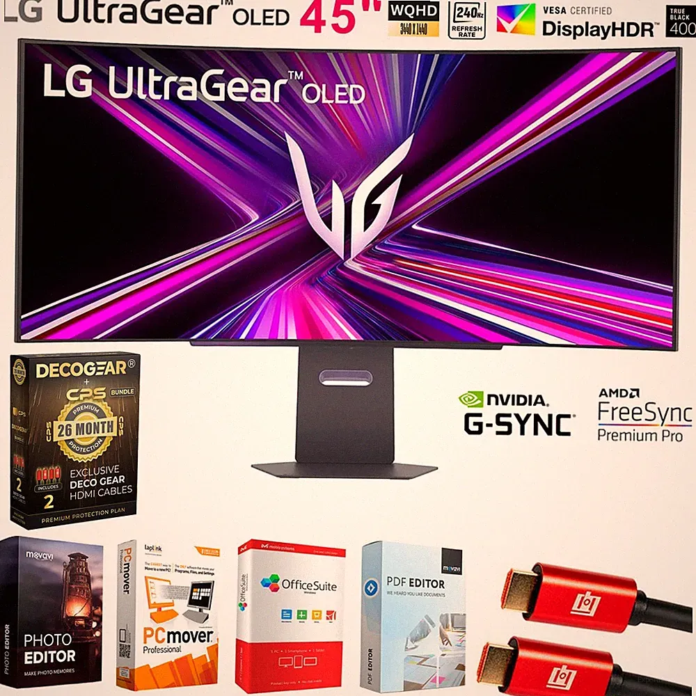 LG 45" UltraGear OLED WQHD Curved Gaming Monitor + 26 Months Protection Bundle