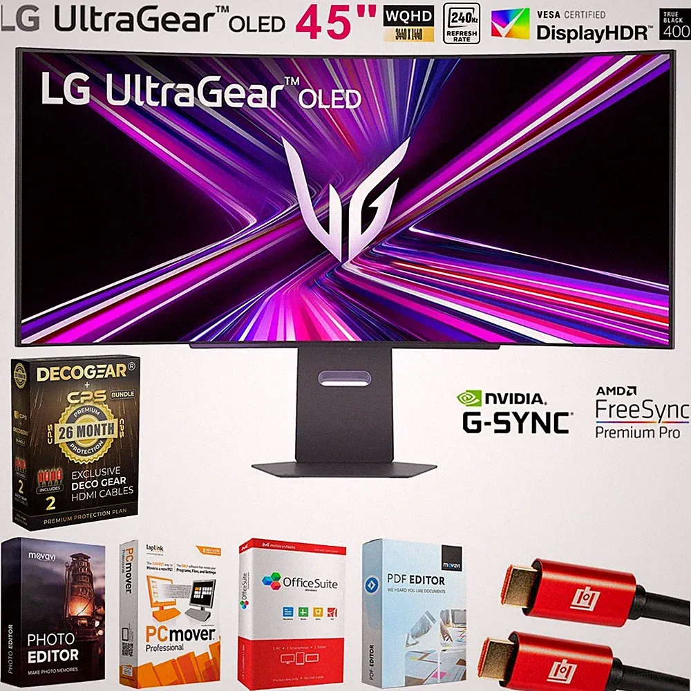 LG 45" UltraGear OLED WQHD Curved Gaming Monitor + 26 Months Protection Bundle