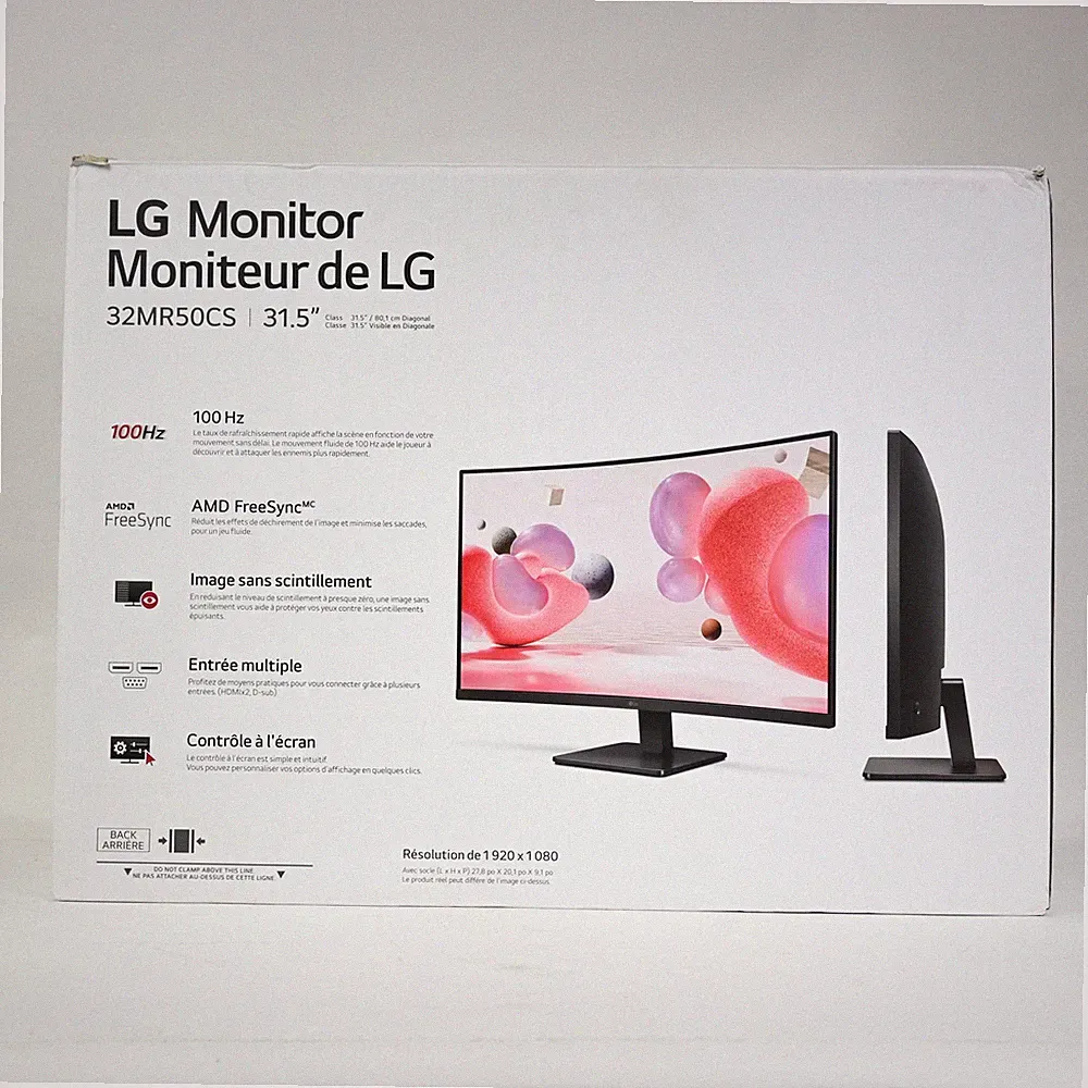 LG Curved Monitor 32" FHD 100Hz AMD FreeSync Tilt Stand Black - Grade A