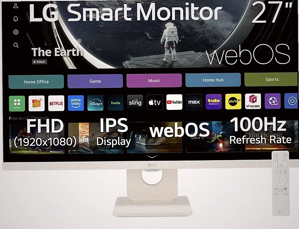 LG MyView 27” Smart Monitor 27U55WSA 100Hz IPS HDR webOS ThinQ AI White