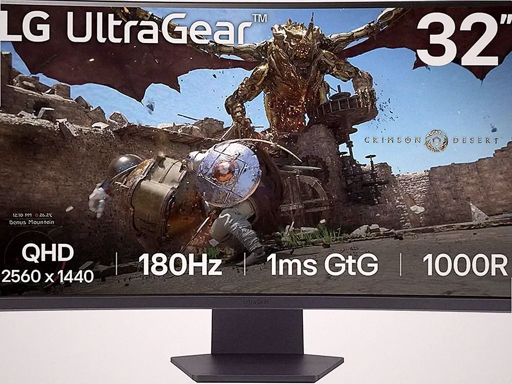 LG UltraGear 31.5" QHD 180Hz Curved Gaming Monitor, 1ms, FreeSync, HDR10, 1000R