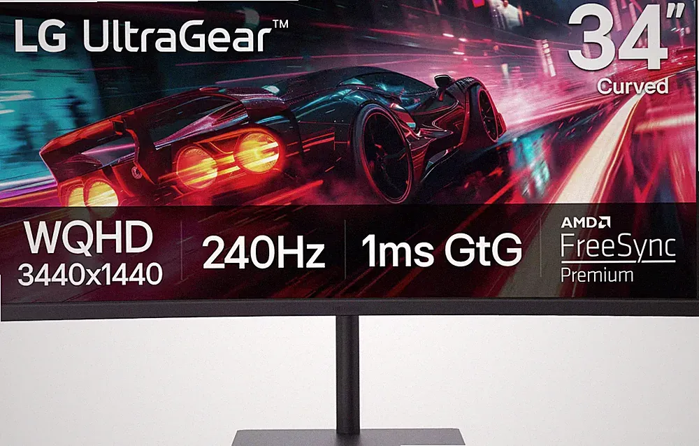 LG - UltraGear 34" Curved WQHD 240Hz FreeSync Premium Gaming Monitor with Dis...