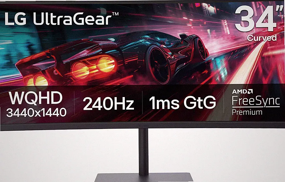 LG - UltraGear 34" Curved WQHD 240Hz FreeSync Premium Gaming Monitor with Dis...