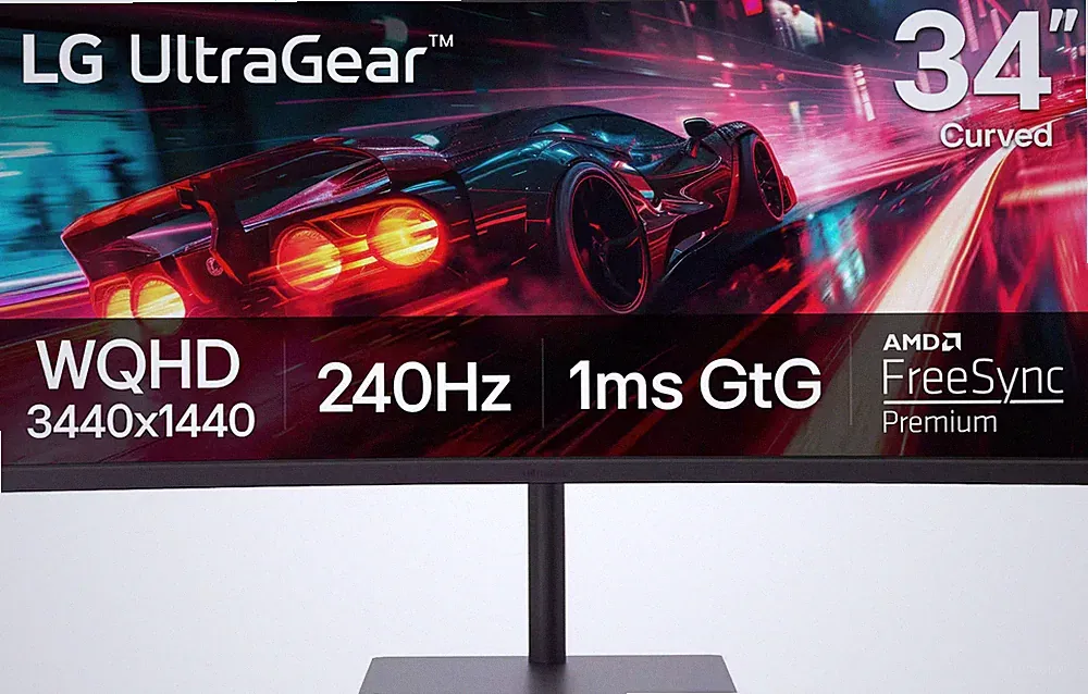 LG - UltraGear 34" Curved WQHD 240Hz FreeSync Premium Gaming Monitor with Dis...