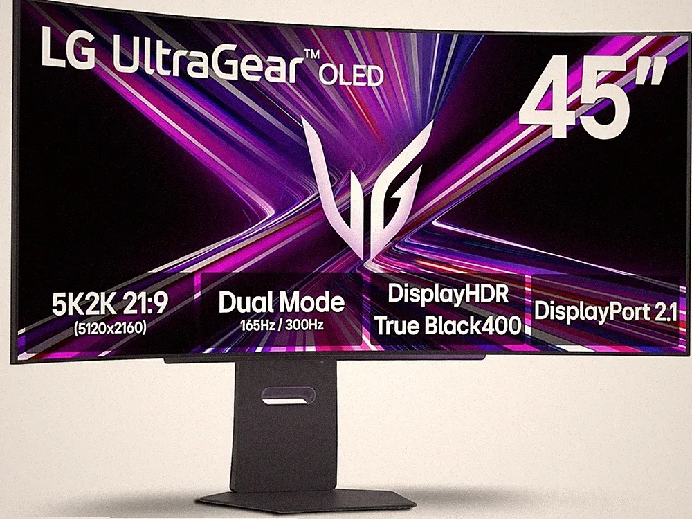 LG UltraGear 45" Dual Mode WUHD 4K 165Hz, FHD 330Hz, OLED Gaming Monitor HDR400