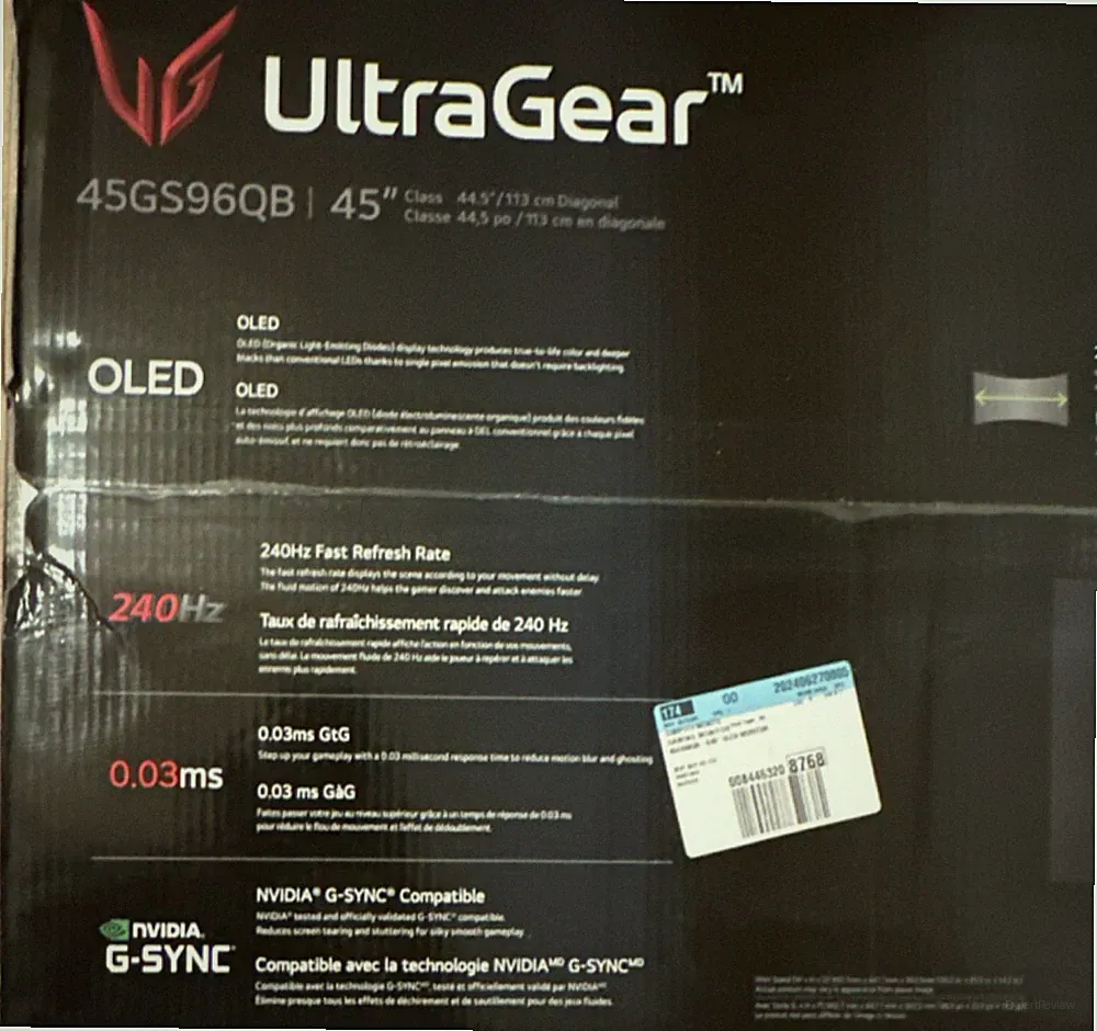 LG UltraGear 45GS96QB-B 45" OLED Curved Gaming Monitor 240Hz 3440x1440