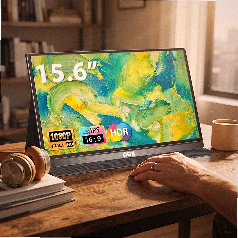 Lightweight 15.6 Inch Portable Monitor - Eye Care Display for Laptops & Phones